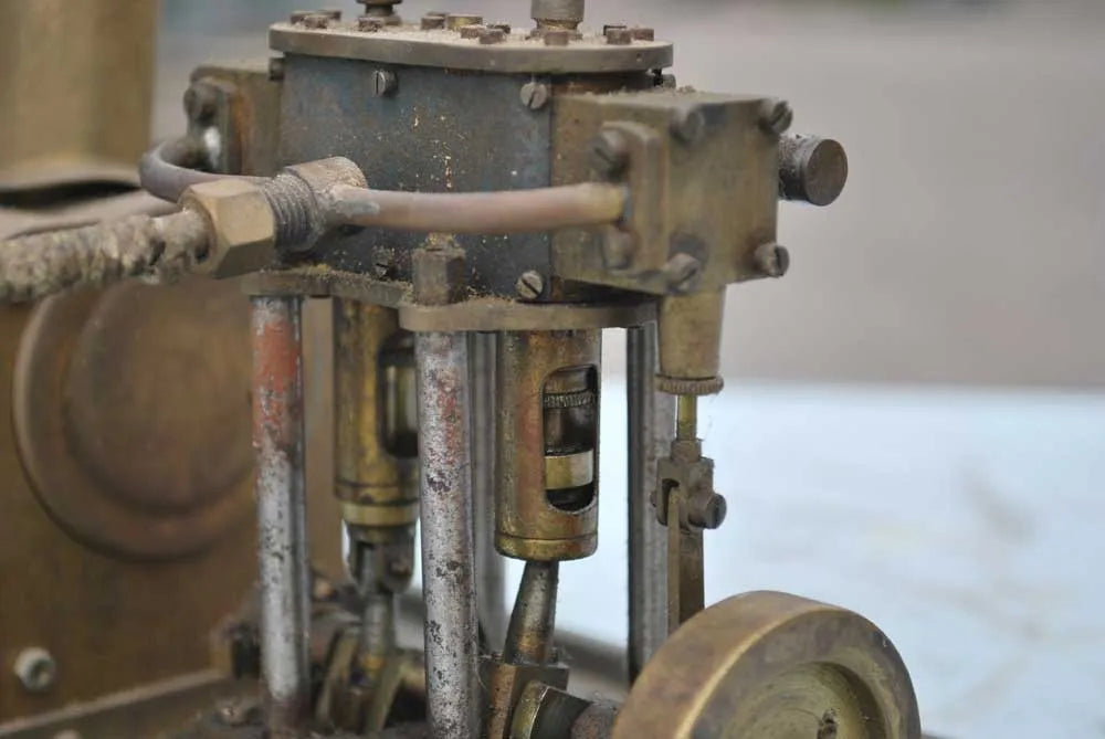 Spirit-fired boiler with twin cylinder engine
