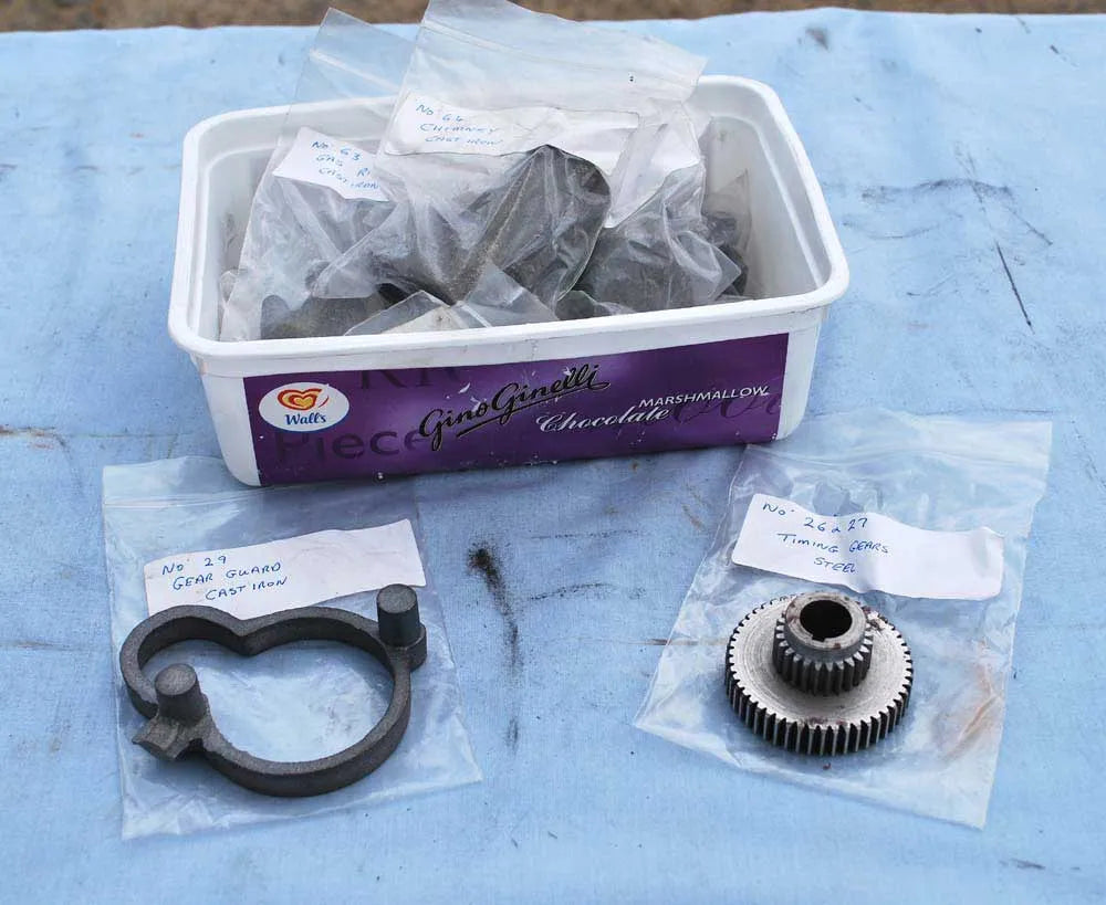 Part-built Gardner open crank engine