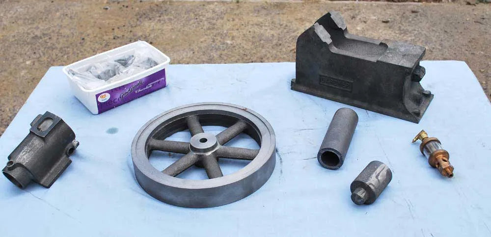 Part-built Gardner open crank engine