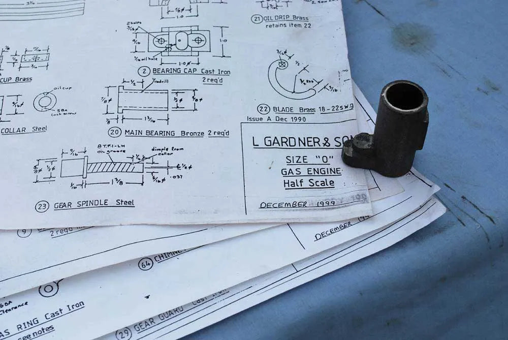 Part-built Gardner open crank engine