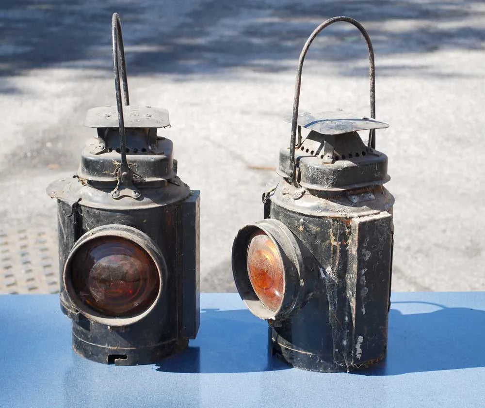 Pair incomplete "Adlake" lamps