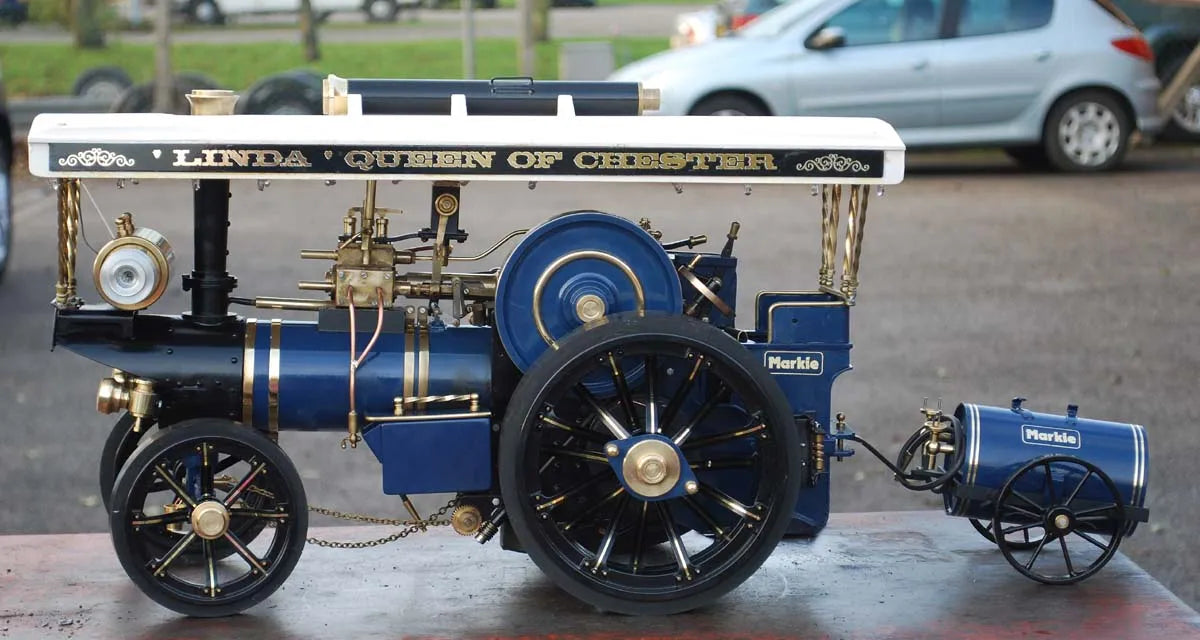 Markie spirit-fired Showmans engine with bowser