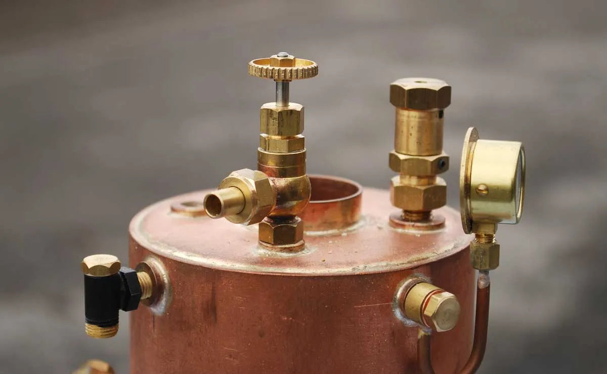 Unused vertical boiler with pressure gauge