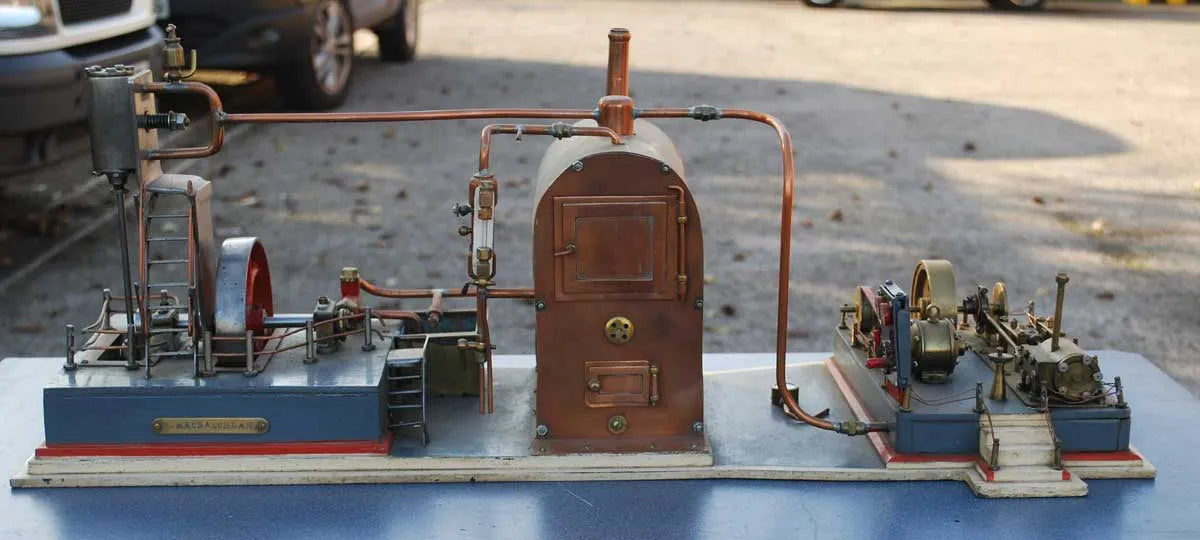 Steam plant with oscillating vertical engine, horizontal mill engine