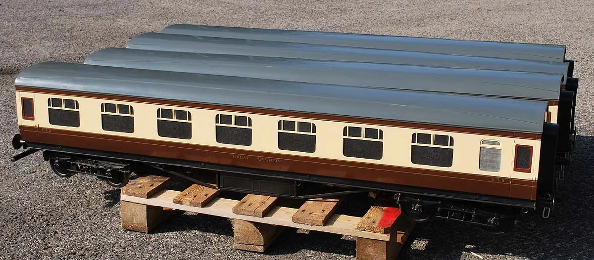 Four Aristocraft 5 inch gauge GWR coaches