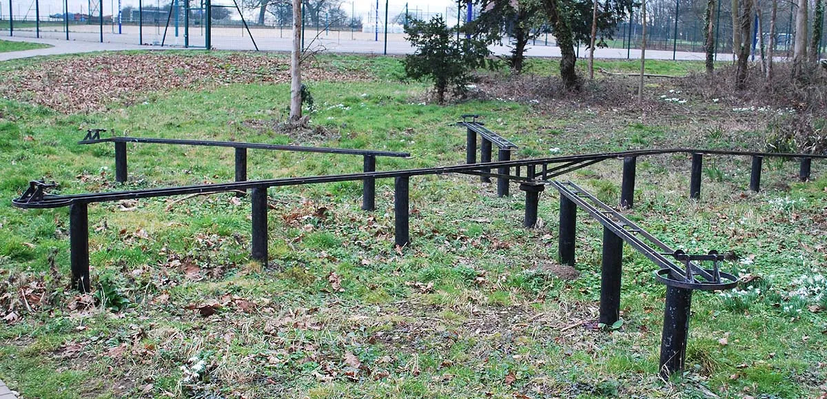 Large quantity ground level 3 1/2 & 5 inch gauge track