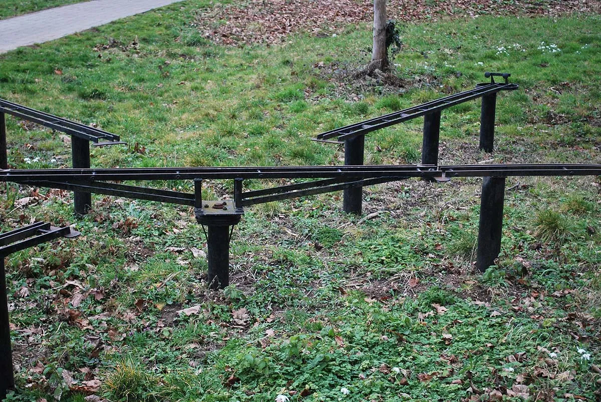 Large quantity ground level 3 1/2 & 5 inch gauge track