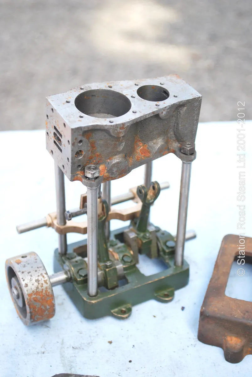 Part-built Stuart twin launch engine