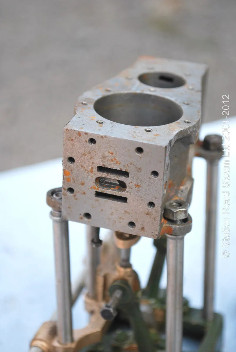 Part-built Stuart twin launch engine