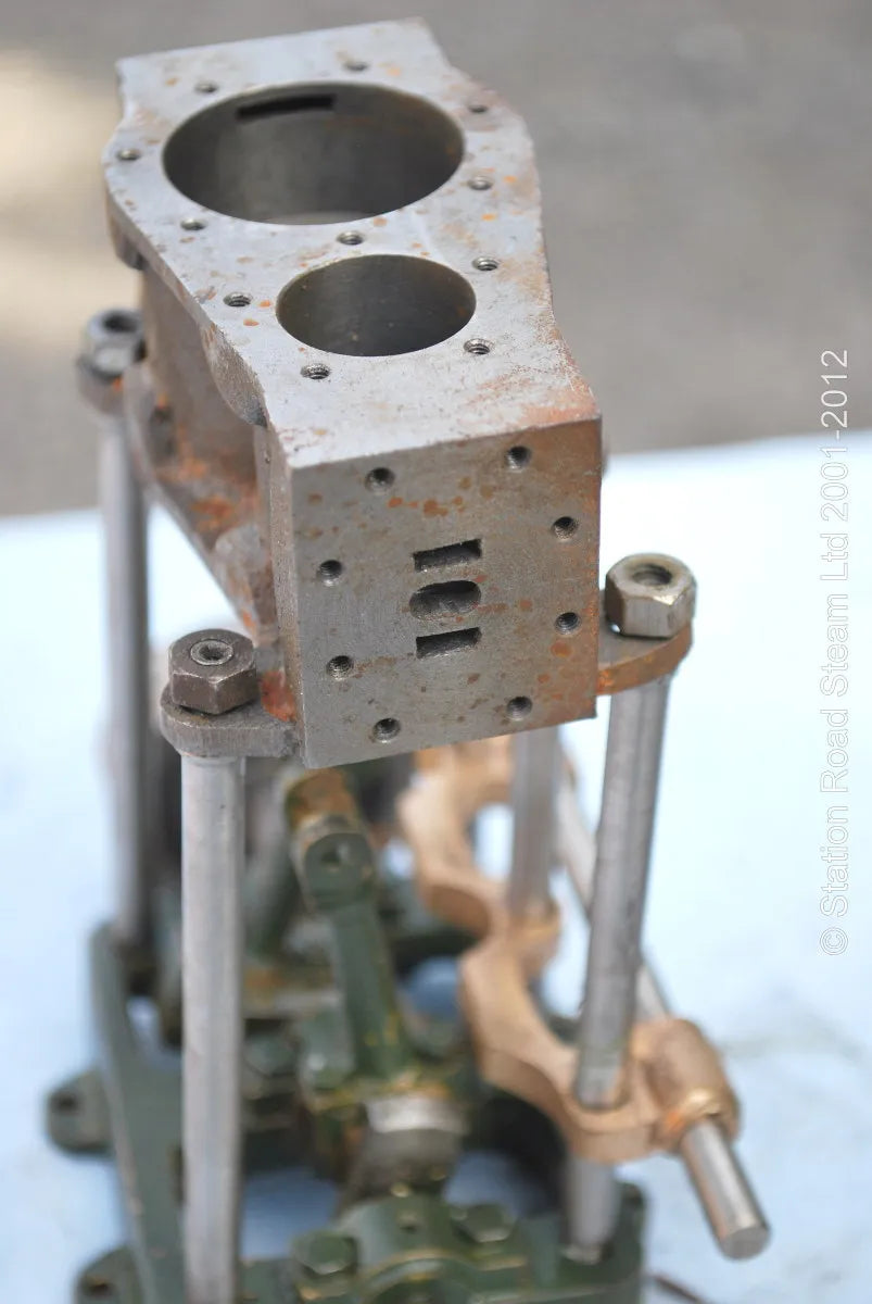 Part-built Stuart twin launch engine