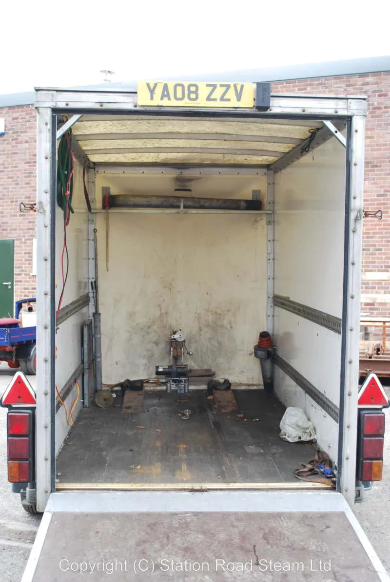 4-wheeled box trailer with electric and hand winches
