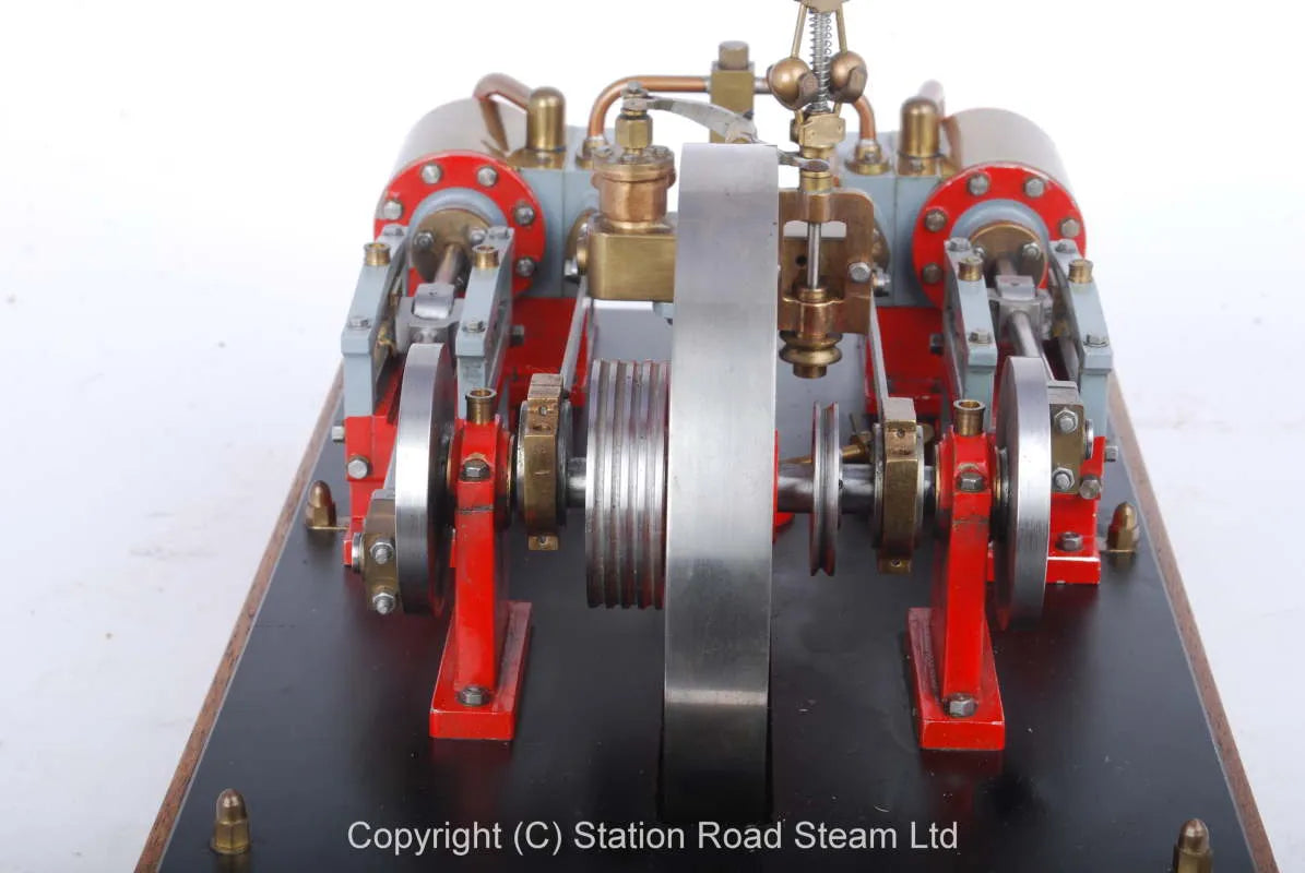 Twin cylinder mill engine with governor