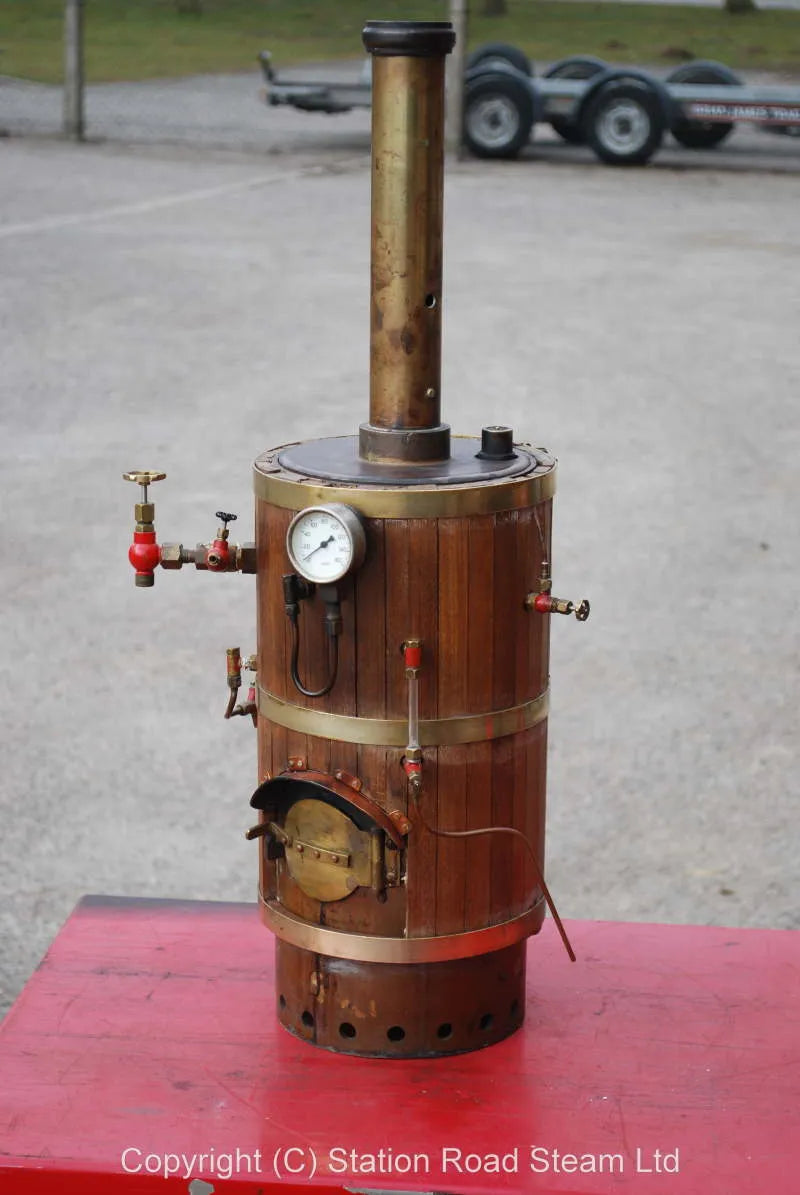 Large wooden clad copper vertical boiler