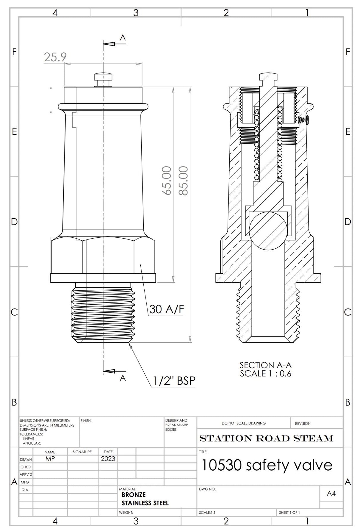 1/2 inch BSP progressive lift safety valve