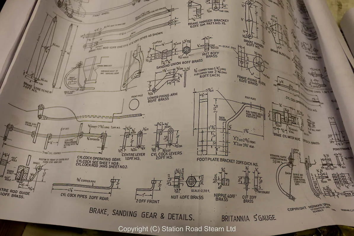5 inch gauge Britannia frames, castings & drawings
