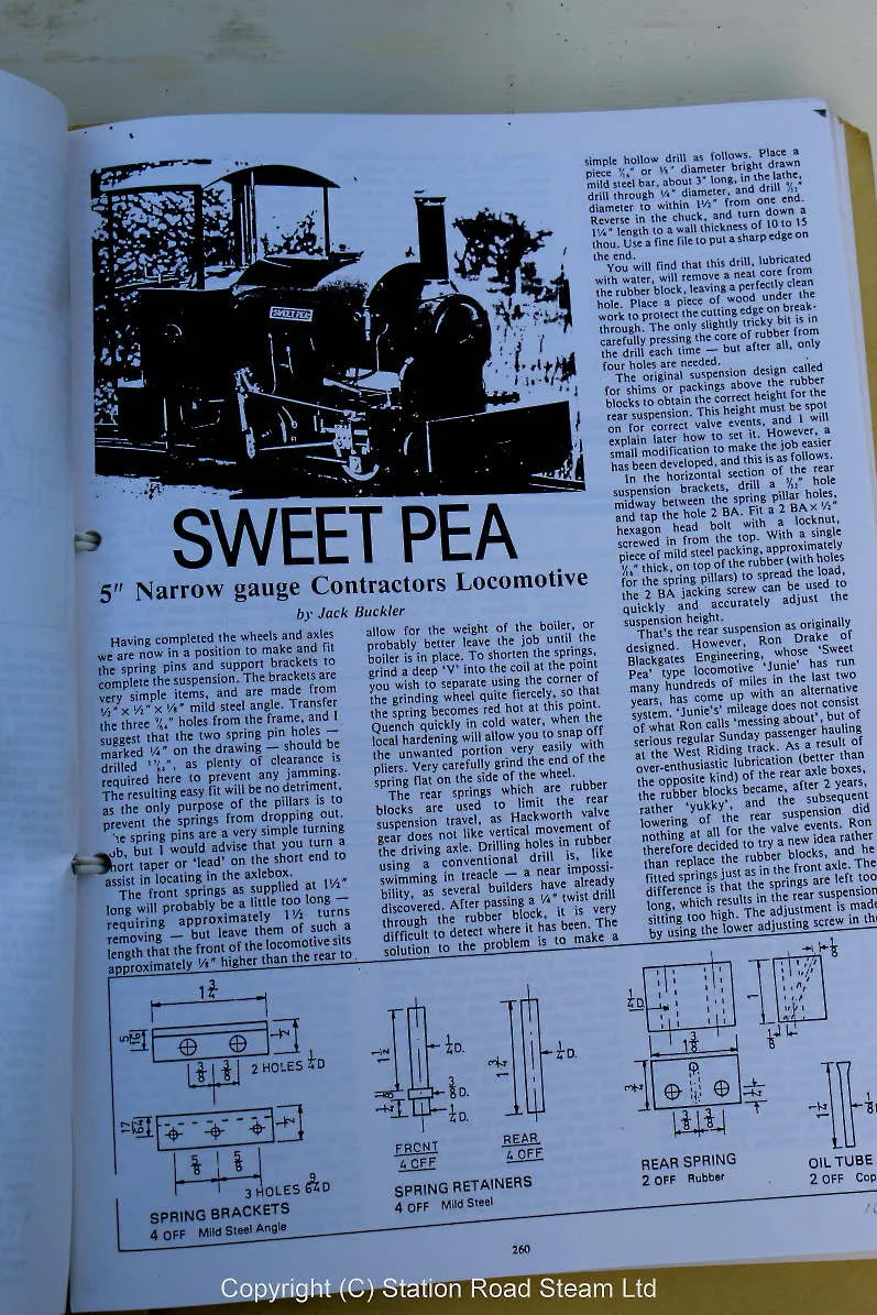 5 inch gauge Sweet Pea frames, castings,drawings & book