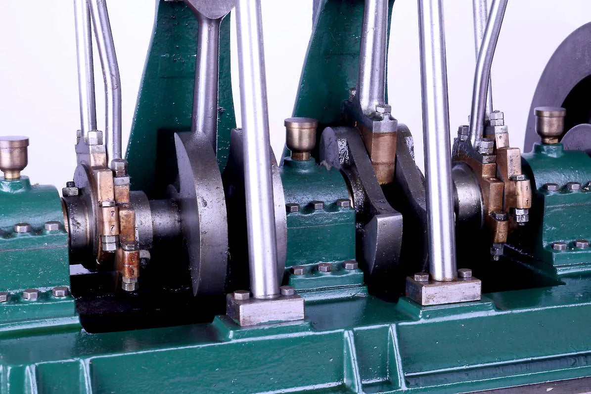 Vertical twin engine with reversing gear