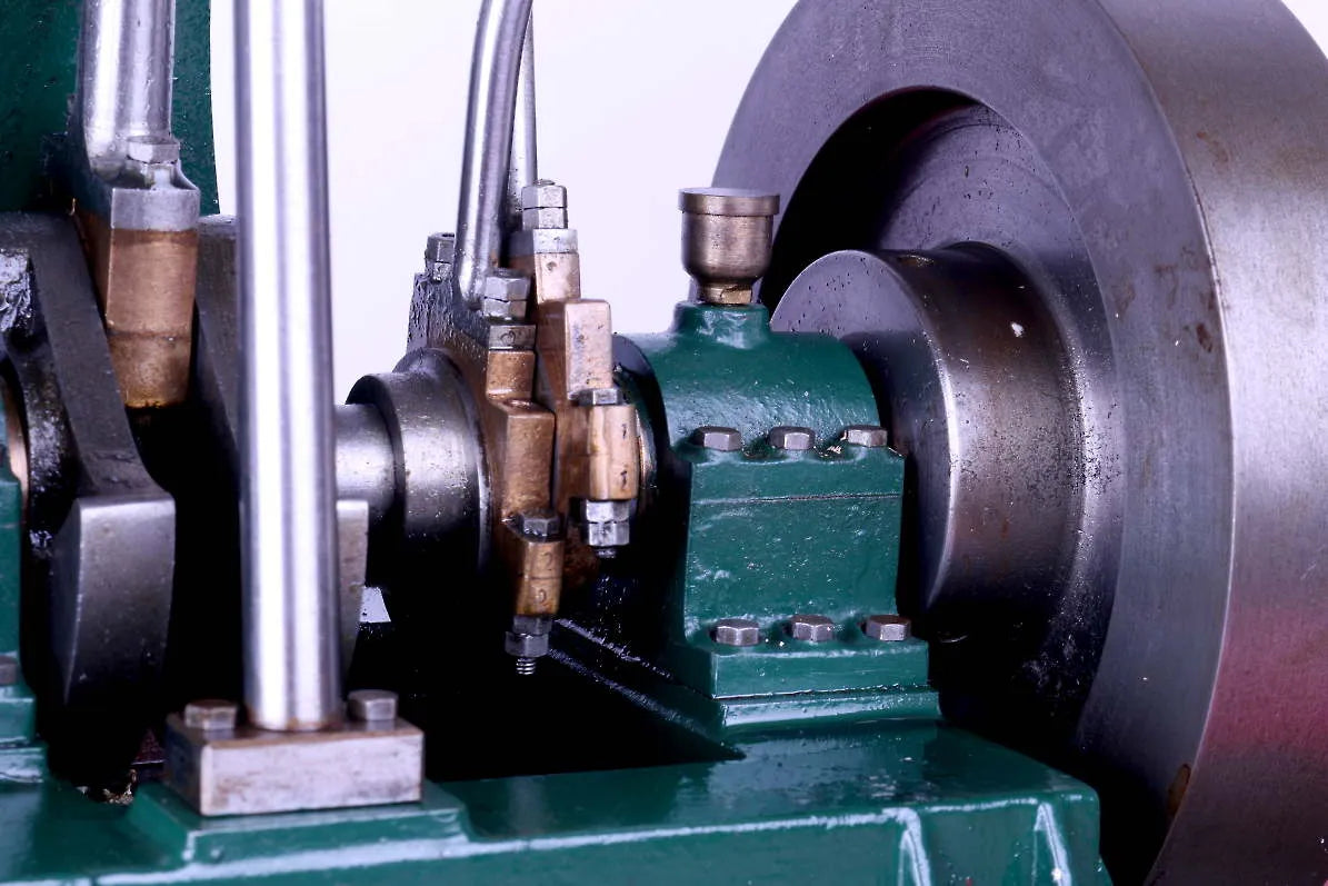 Vertical twin engine with reversing gear