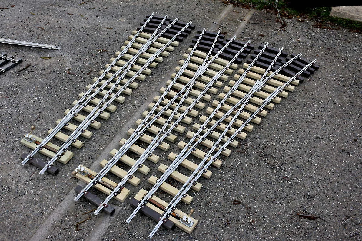 Three 5 inch gauge turnouts
