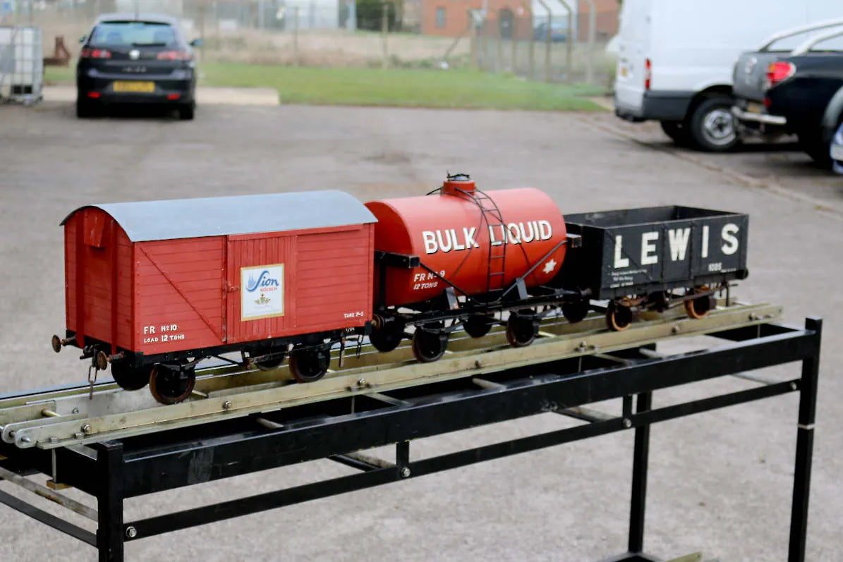 Four 5 inch gauge wagons
