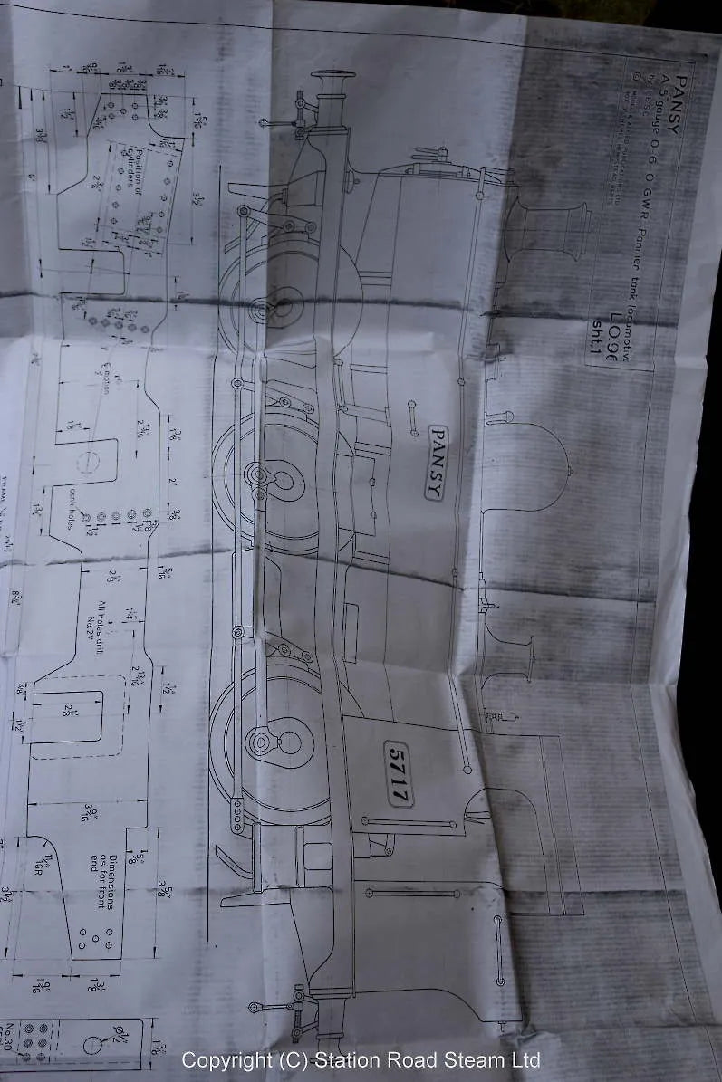5 inch gauge Pansy 0-6-0 chassis, parts, drawings