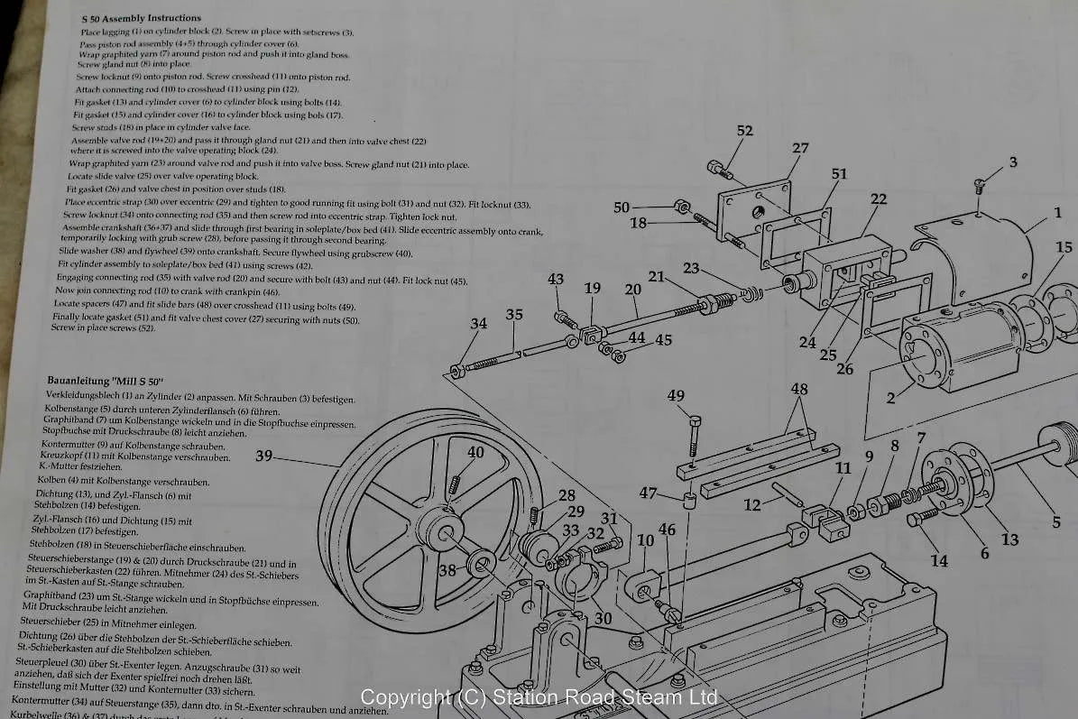 Part-built Stuart S50 engine