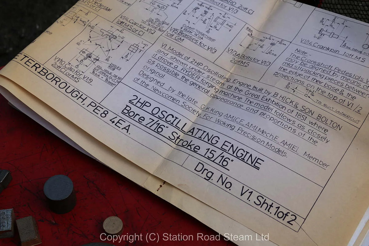 Hick 1851 oscillating engine castings & drawings