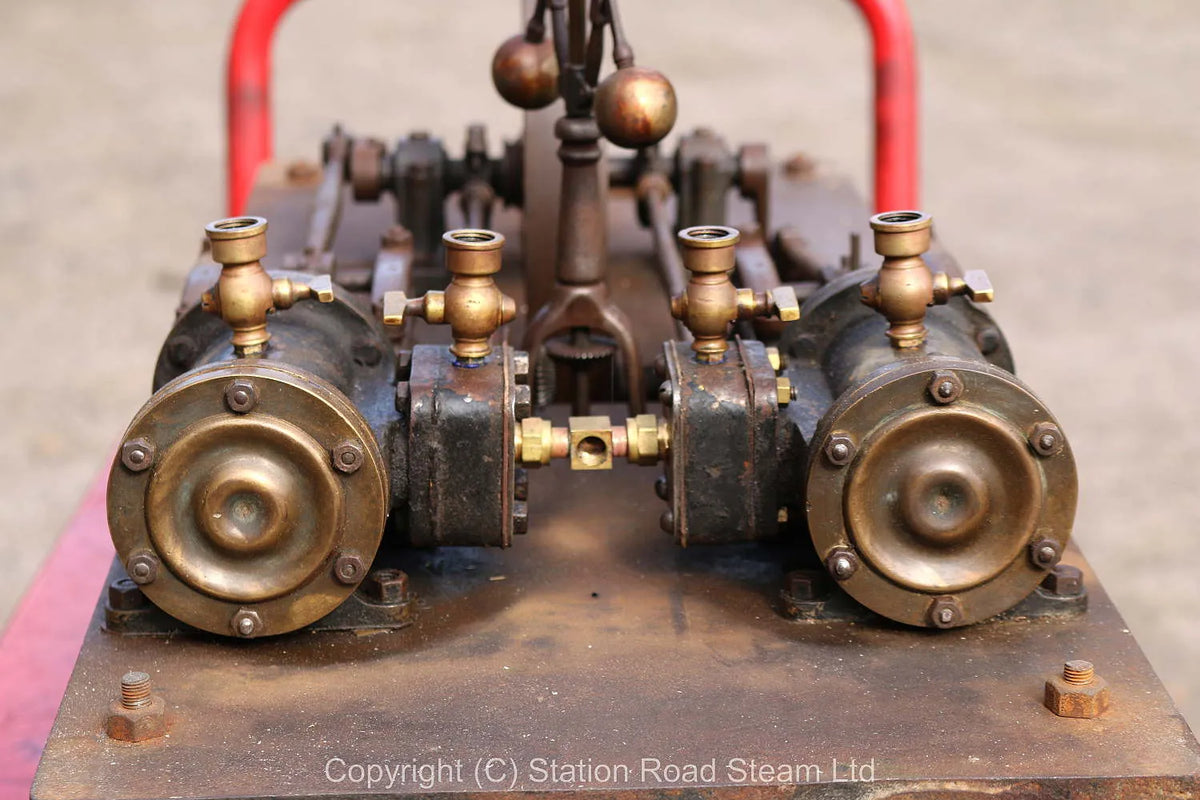 Antique twin cylinder horizontal engine