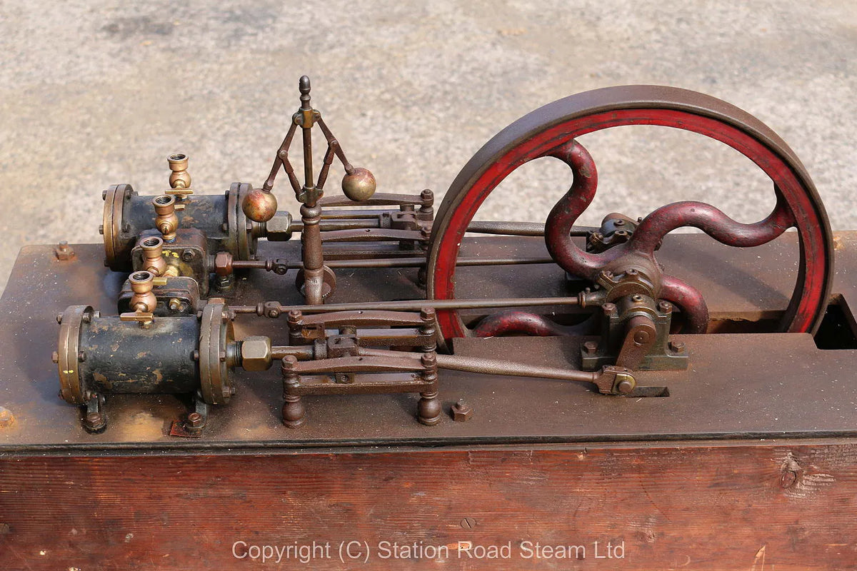 Antique twin cylinder horizontal engine