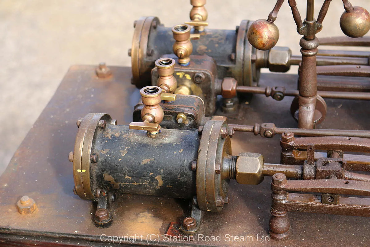 Antique twin cylinder horizontal engine