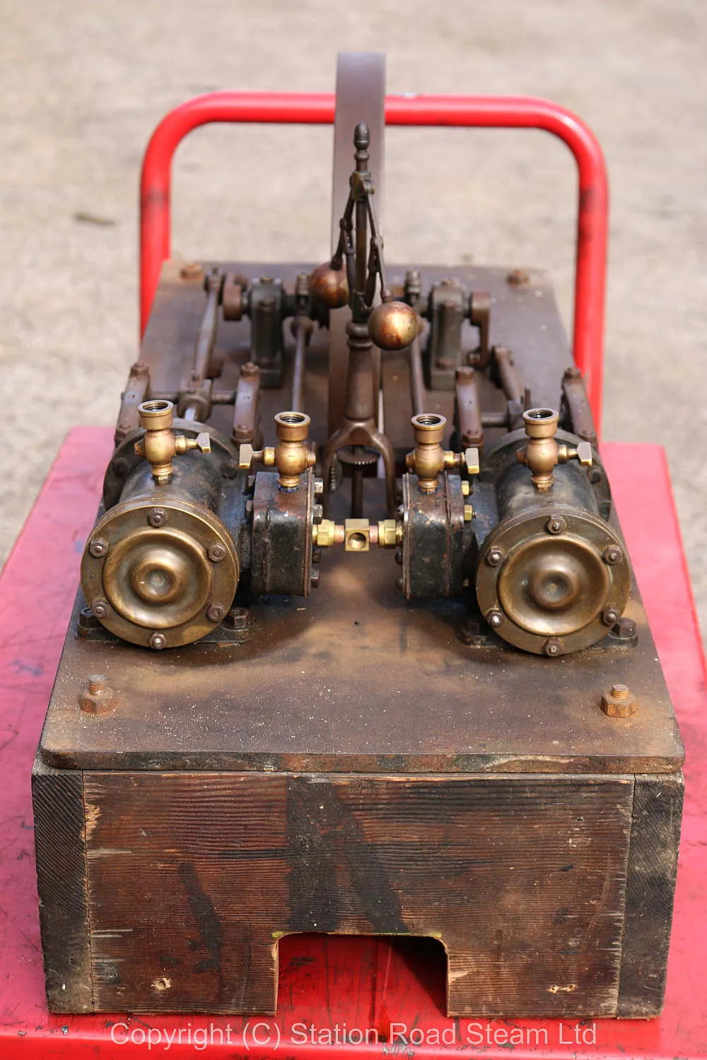 Antique twin cylinder horizontal engine