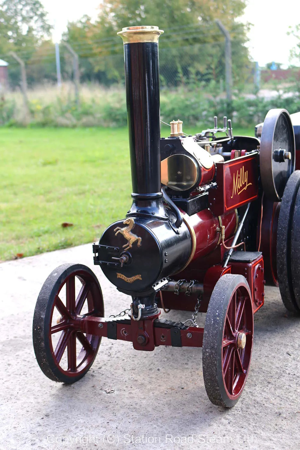 3 inch scale Aveling & Porter steam tractor with driving trolley
