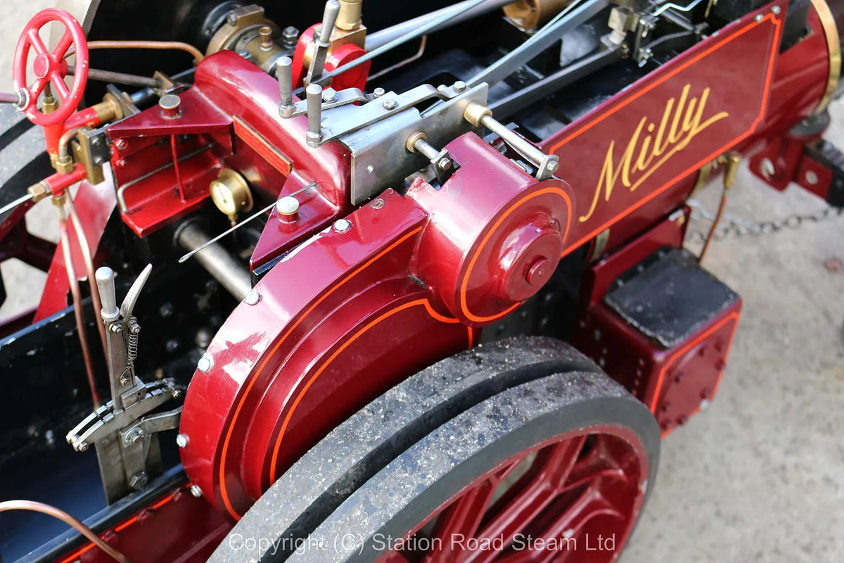 3 inch scale Aveling & Porter steam tractor with driving trolley
