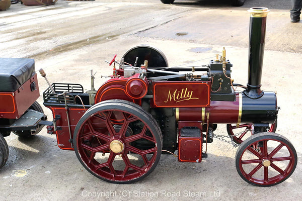 3 inch scale Aveling & Porter steam tractor with driving trolley ...