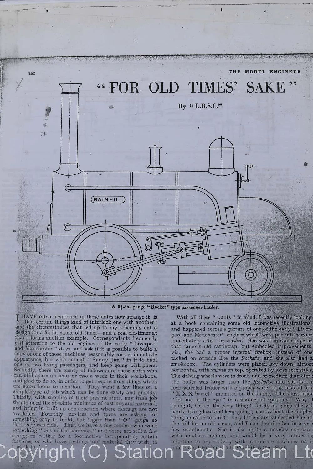 3 1/2 inch gauge "Rainhill" for restoration