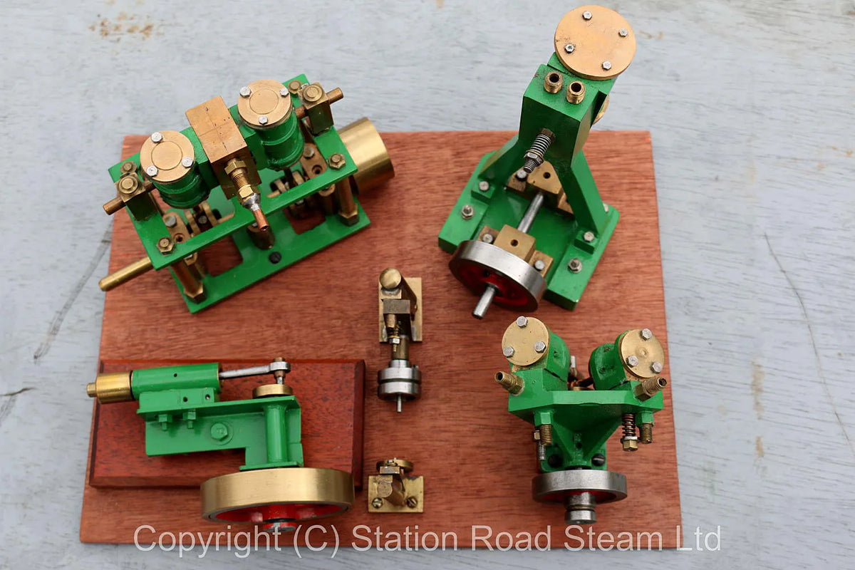 Set of six stationary engines on base board