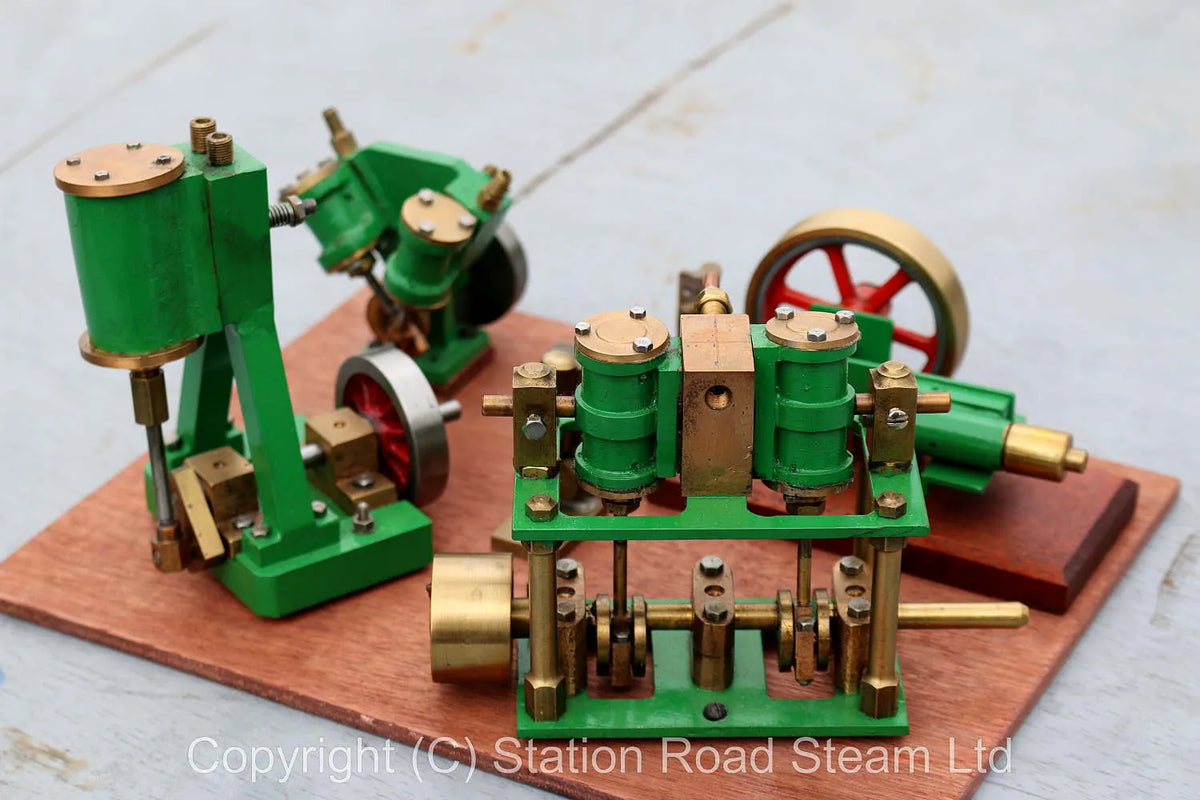 Set of six stationary engines on base board