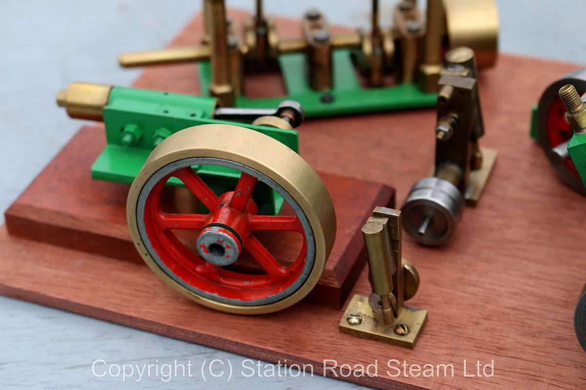 Set of six stationary engines on base board