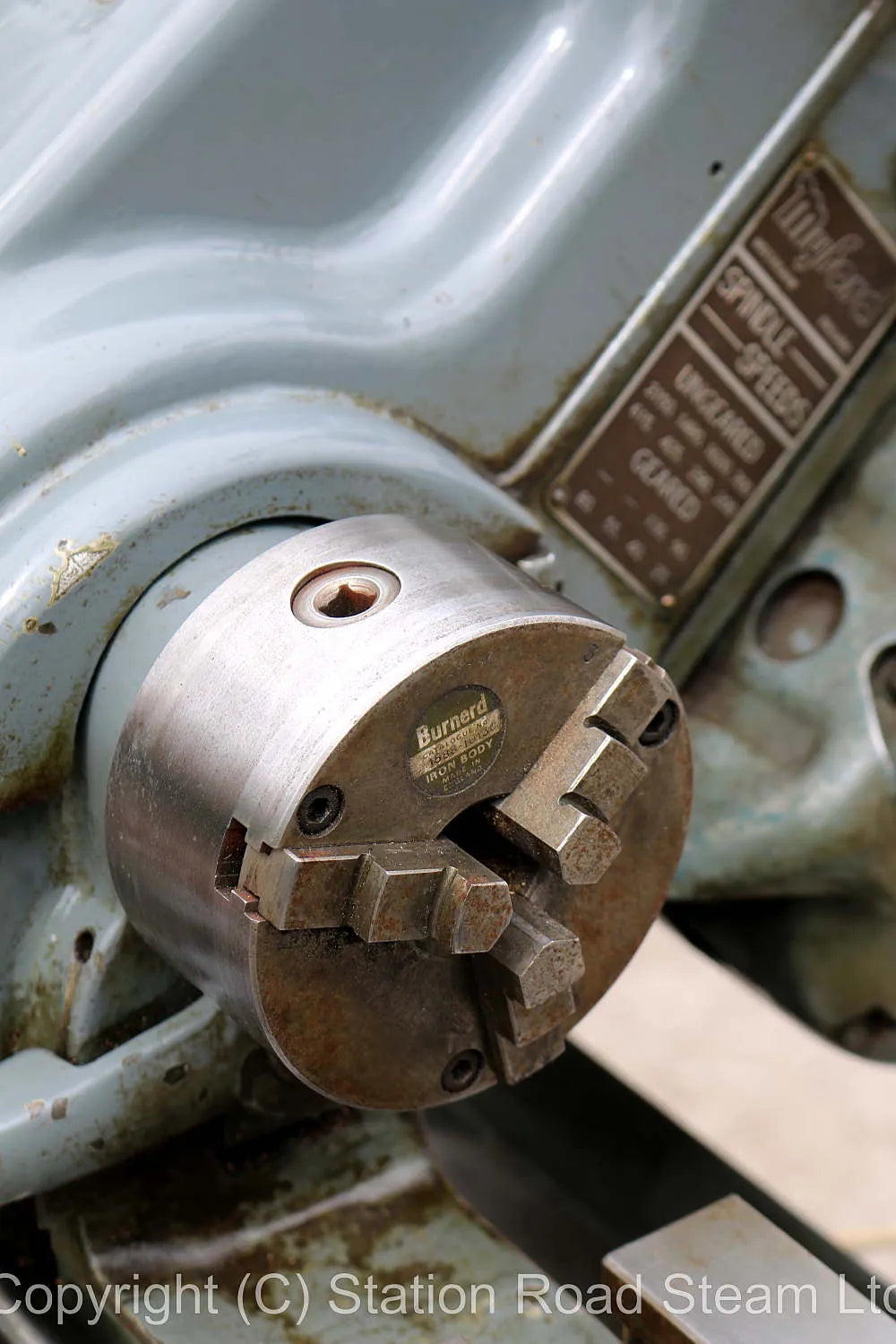 Myford Super 7B lathe on cabinet stand