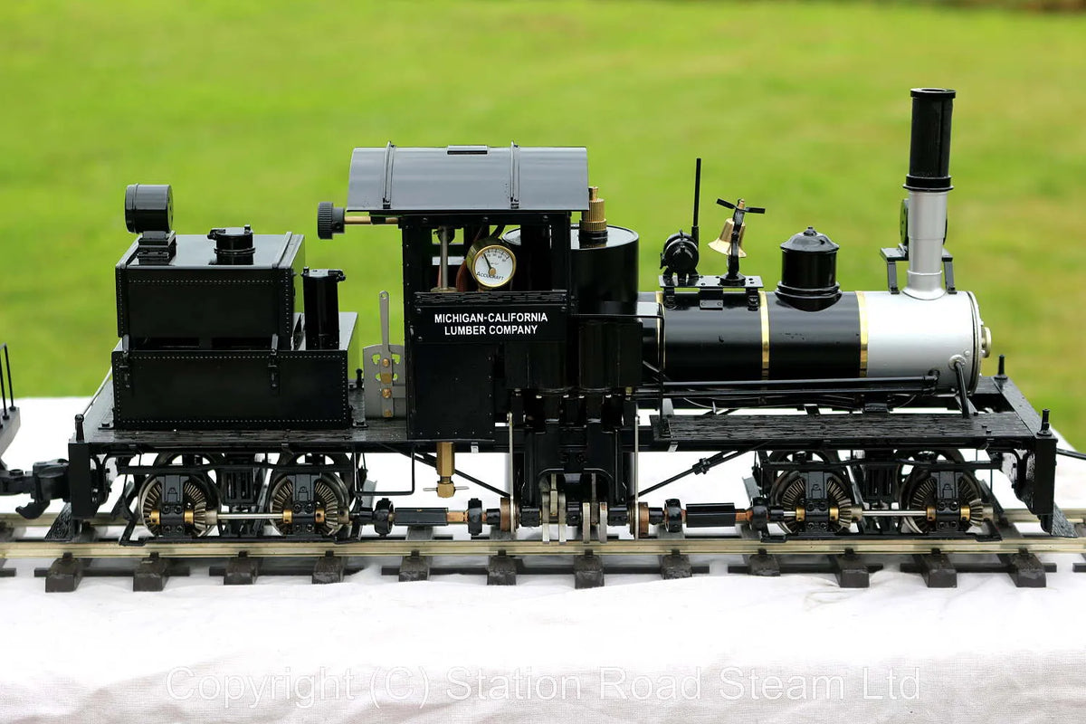 Gauge 1 Accucraft two cylinder Shay with three trucks