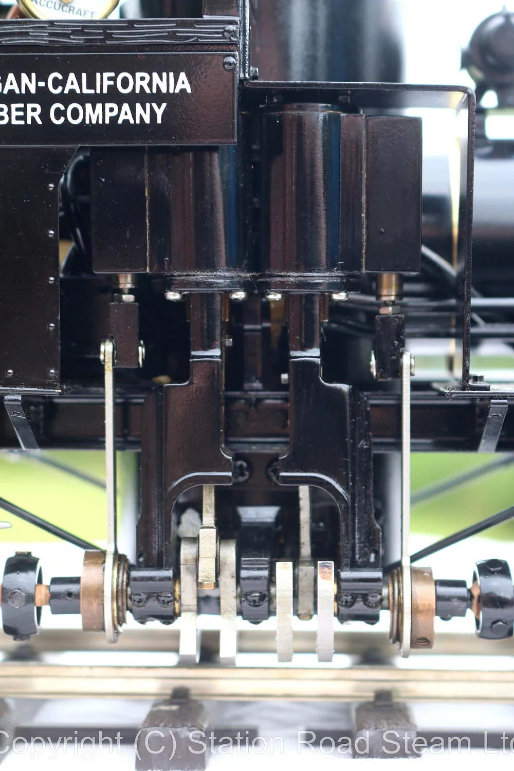 Gauge 1 Accucraft two cylinder Shay with three trucks