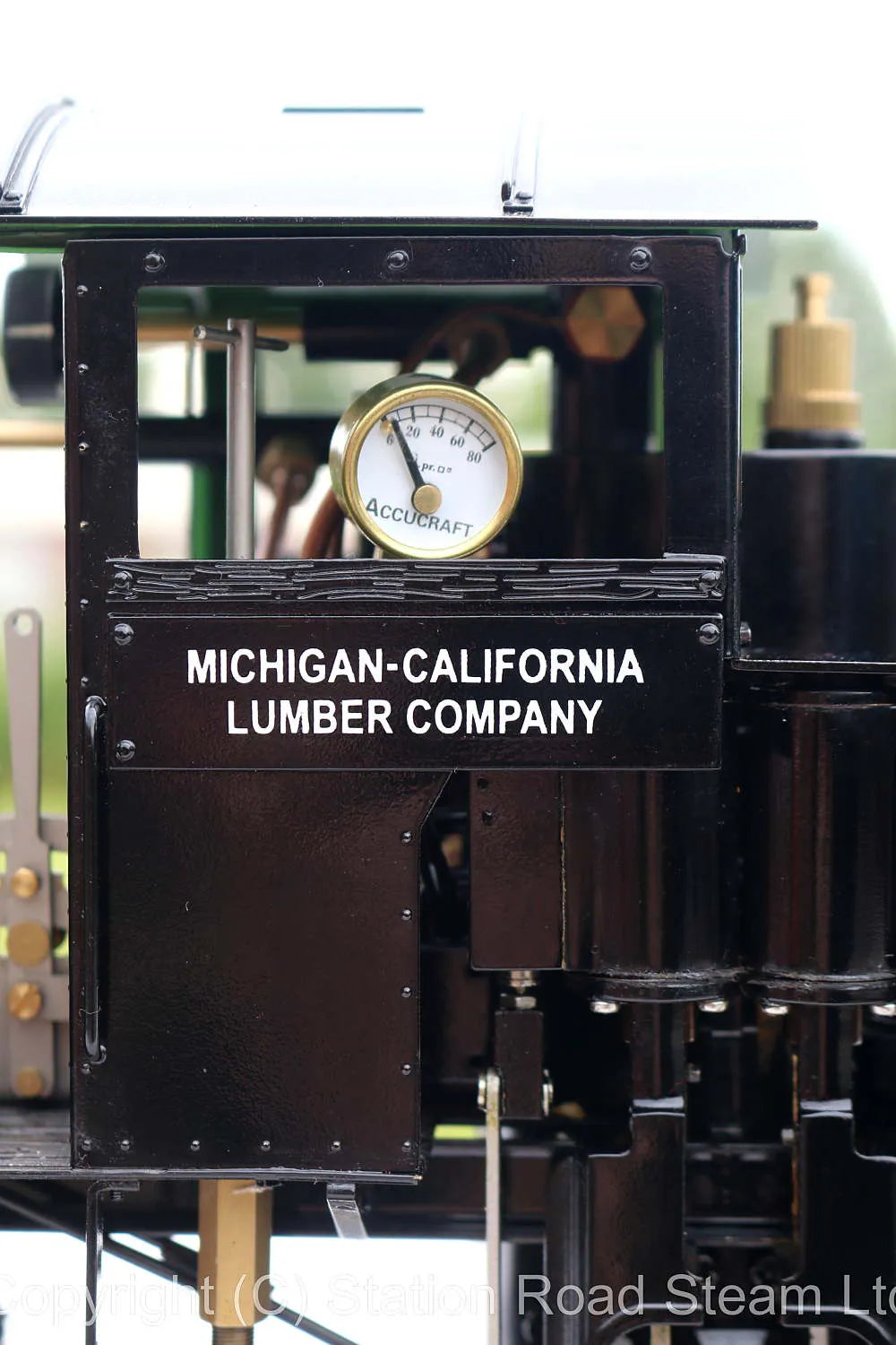 Gauge 1 Accucraft two cylinder Shay with three trucks