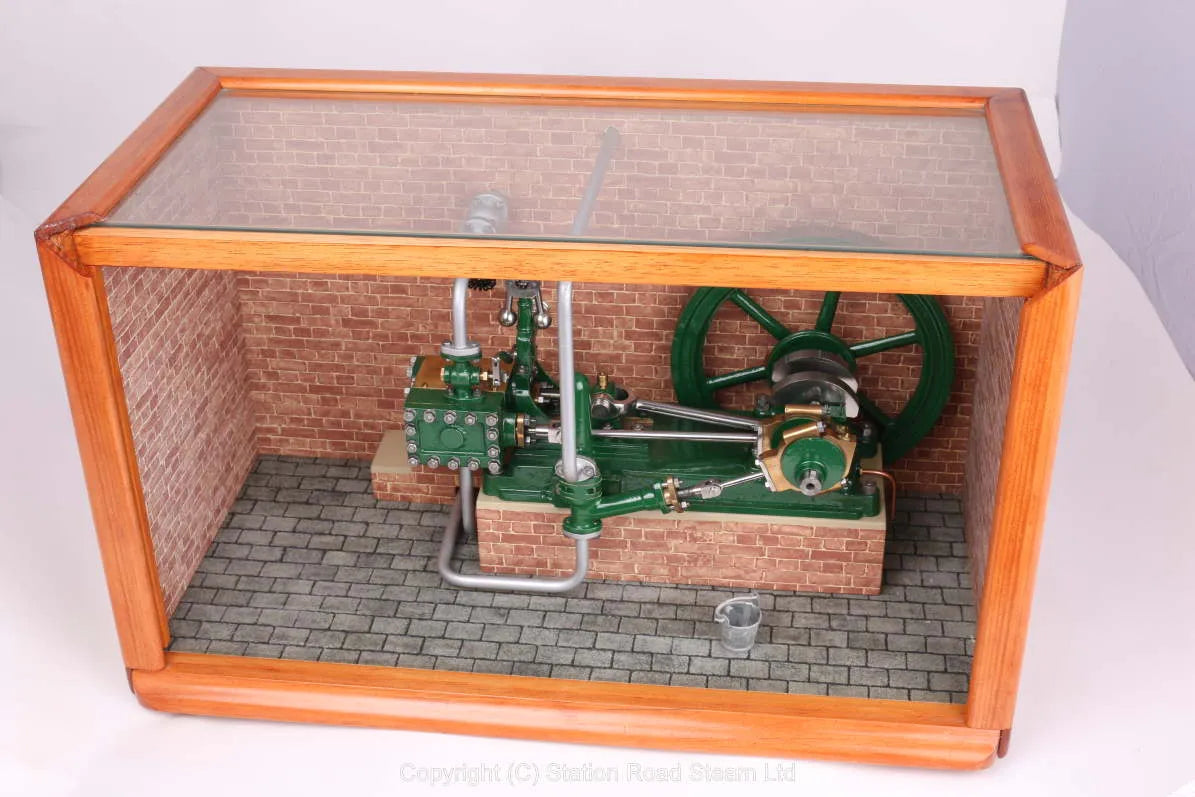 Mill engine in workshop diorama case