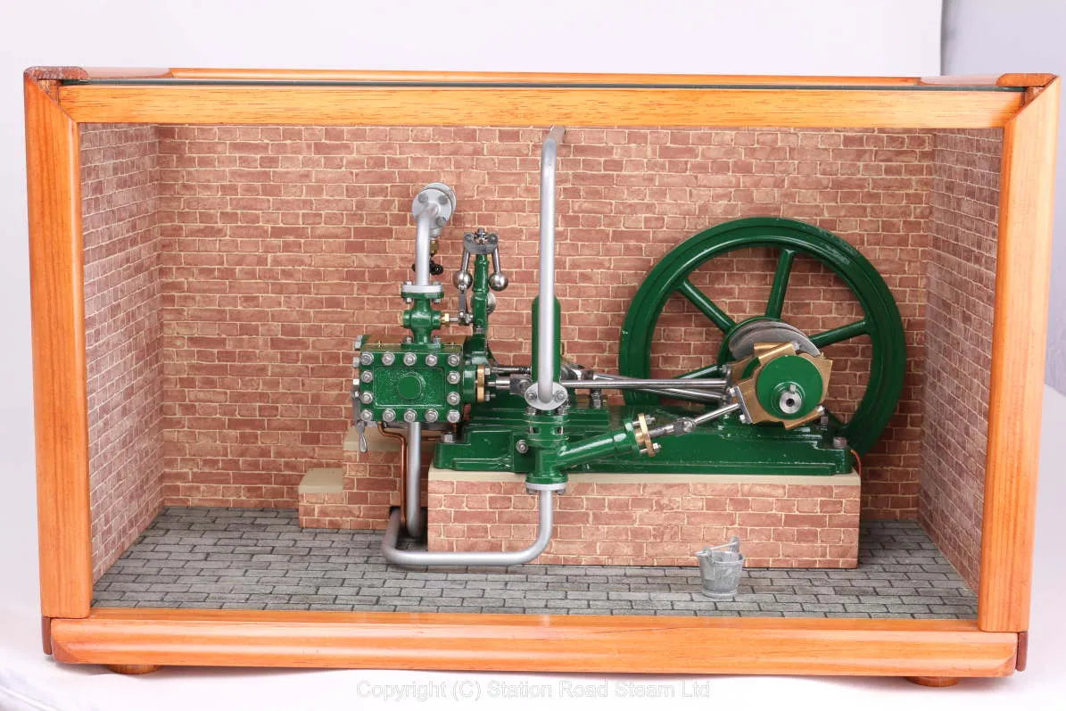 Mill engine in workshop diorama case