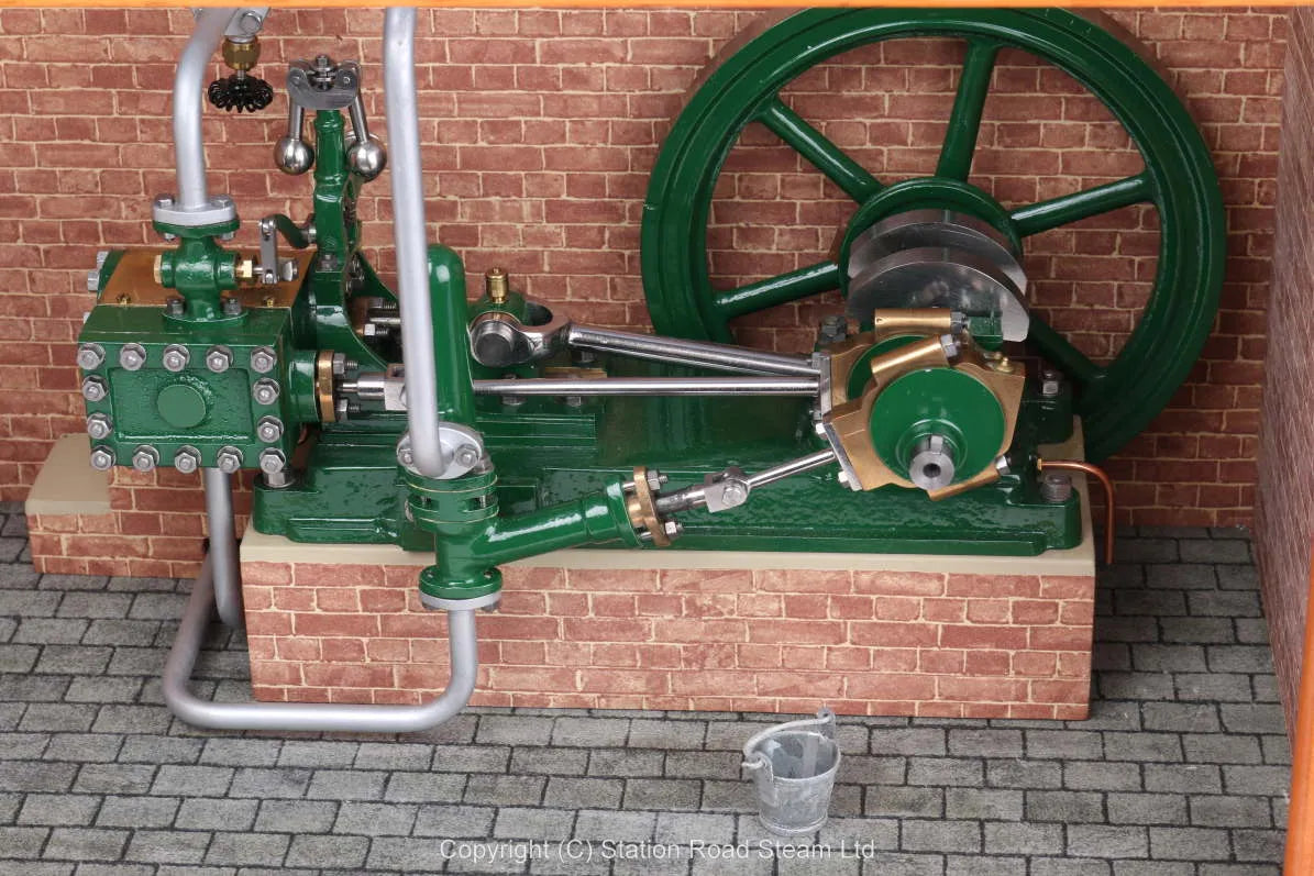 Mill engine in workshop diorama case