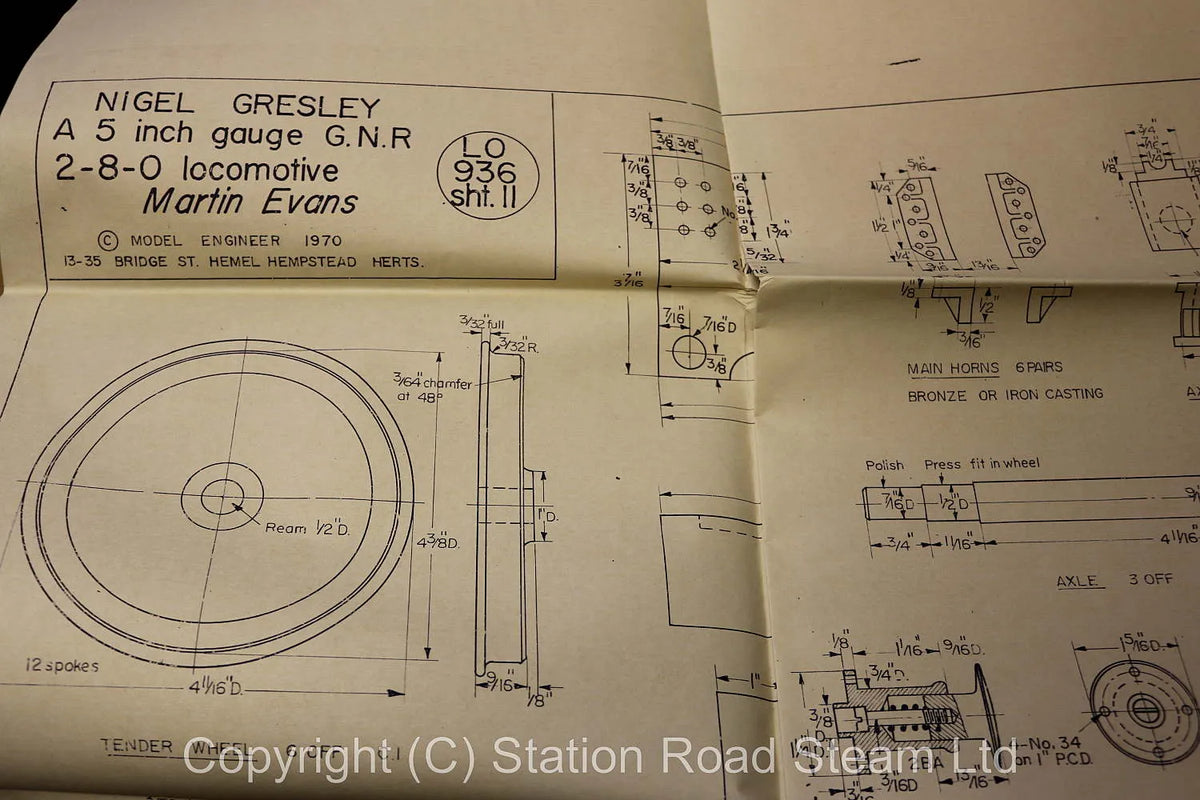 Part set 5 inch gauge "Nigel Gresley" 0-8-0 castings
