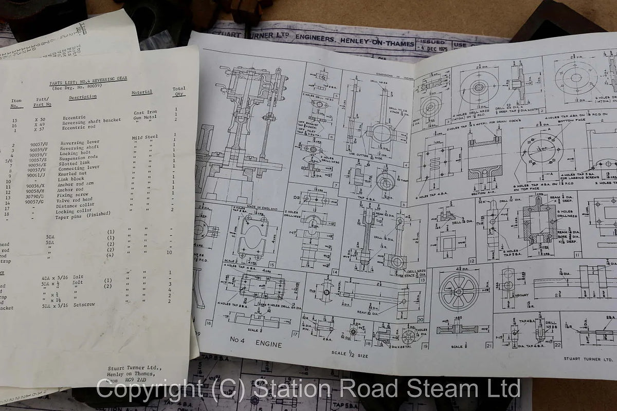 Stuart No.4 vertical engine with reversing gear castings