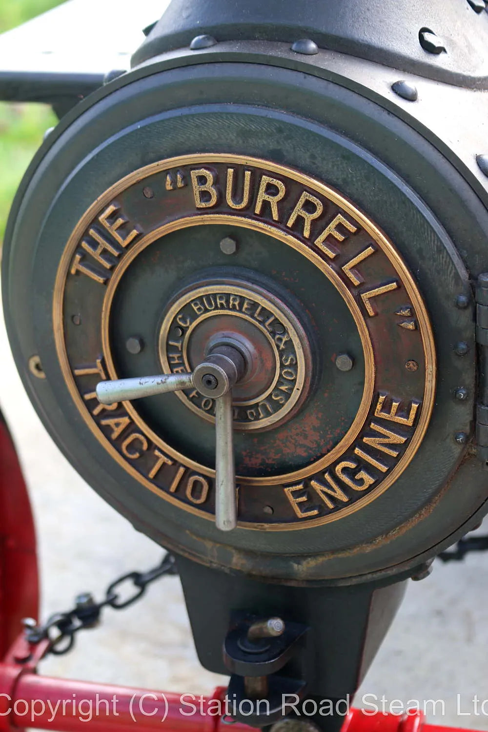 4 1/2 inch scale Burrell agricultural engine with passenger trolley