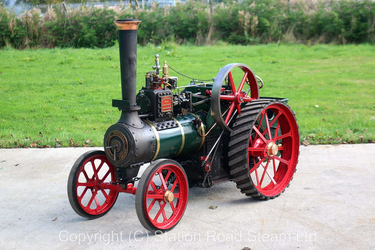 4 1/2 inch scale Burrell agricultural engine with passenger trolley