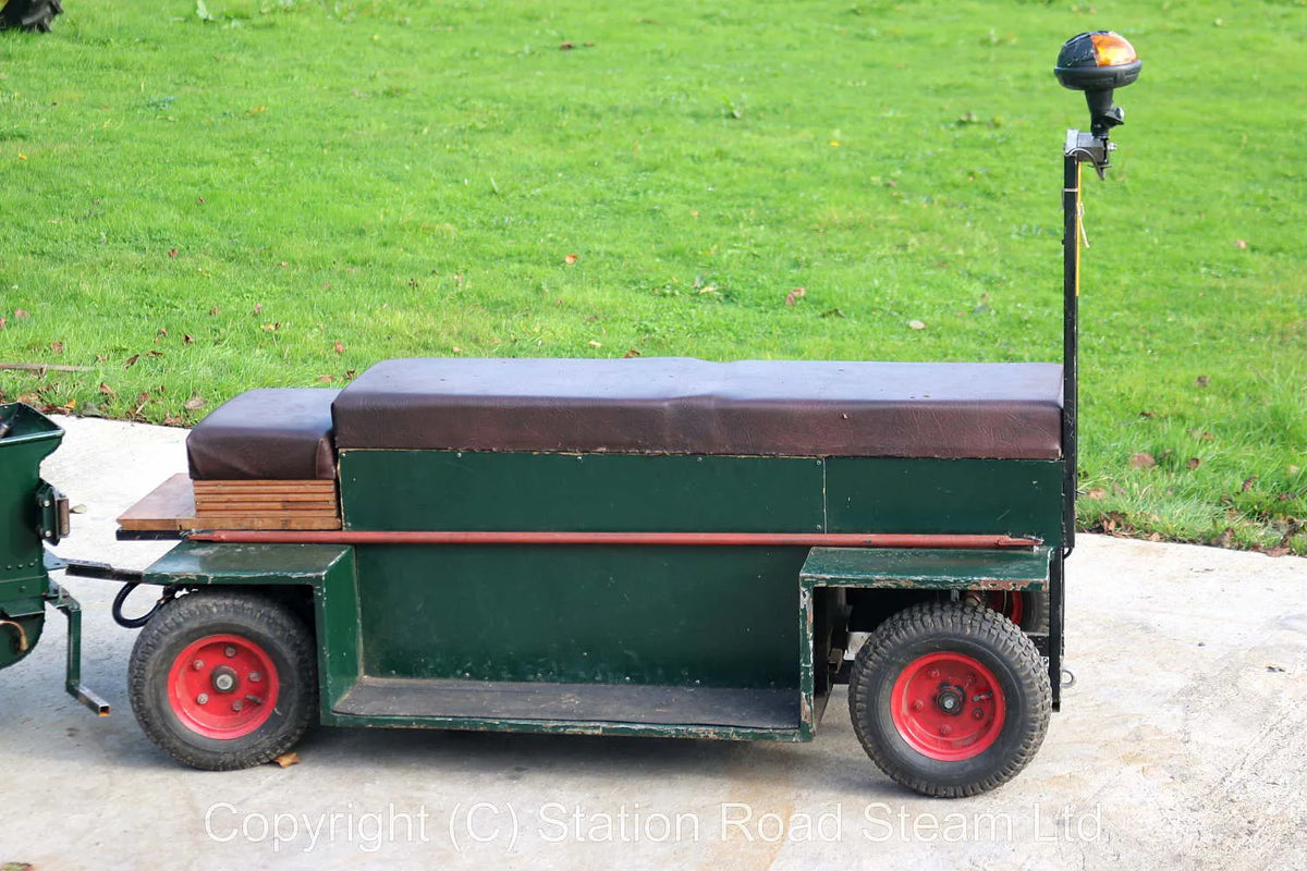 4 1/2 inch scale Burrell agricultural engine with passenger trolley